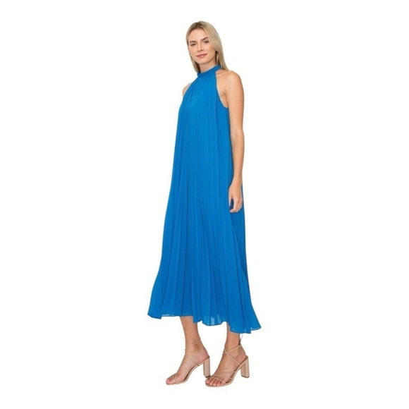 MELLODAY Pleat Trapeze Sleeveless Dress in Bright Blue NWT - Picture 3 of 7